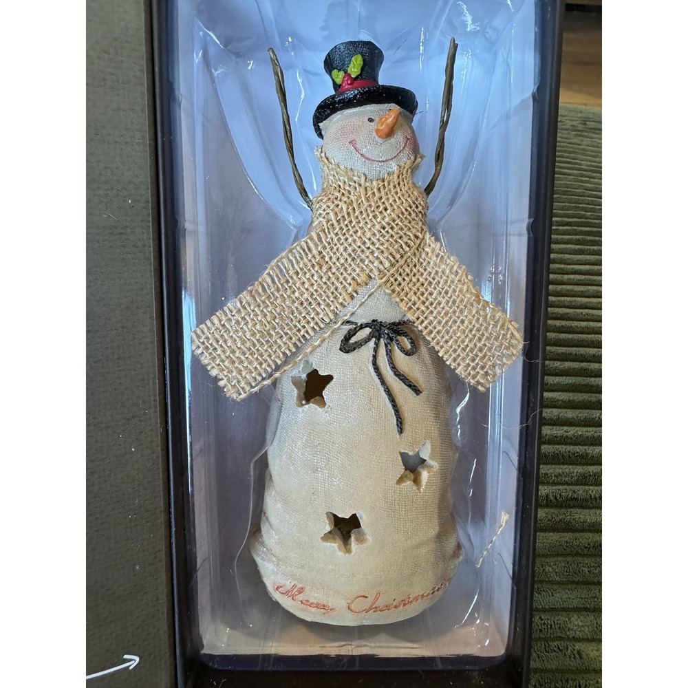 Christmas Snowman‎ at Night Collectible Light Up Figurine in Box